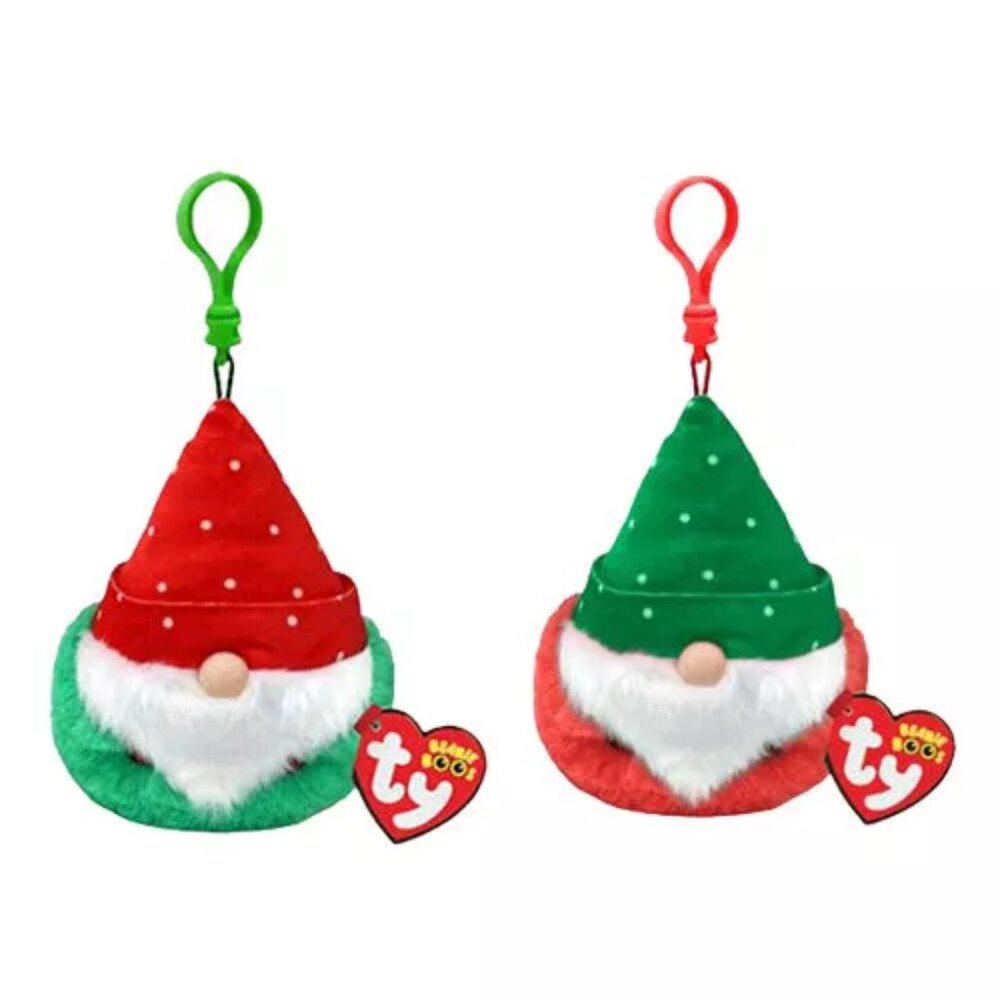 TY Gnome Beanie Babie Balls Puffies Topsy & Turvey Keychain Christmas 2023